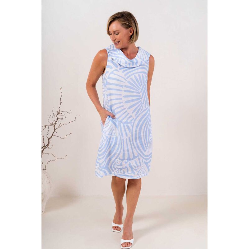See Saw 100% Linen Sl Cowl Neck Dress image number 1